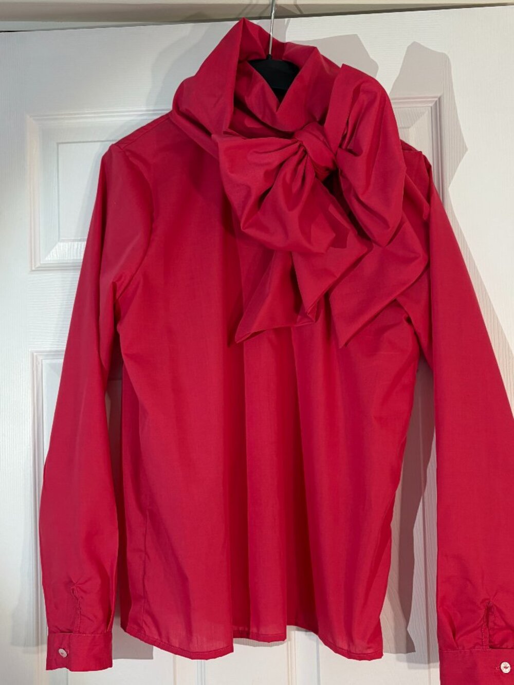 South African Designer Kat van Duinen Pink Cotton Poplin Oversized Bow Blouse M